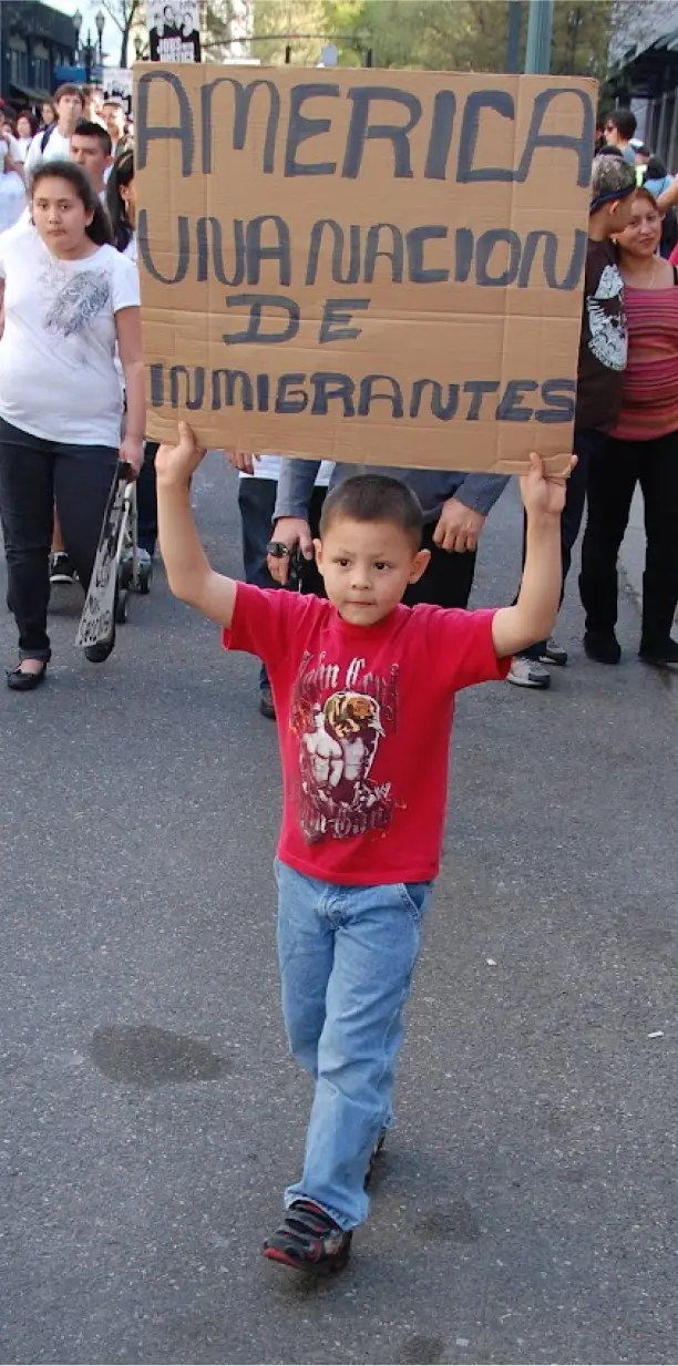 Boy with sign